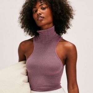 NWOT FP Intimately Always Ready Seamless Turtleneck Tank Red Racer Back M/L